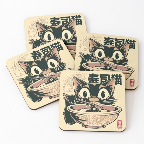Item preview, The Sushi-Loving Shironeko designed and sold by Retro Type.