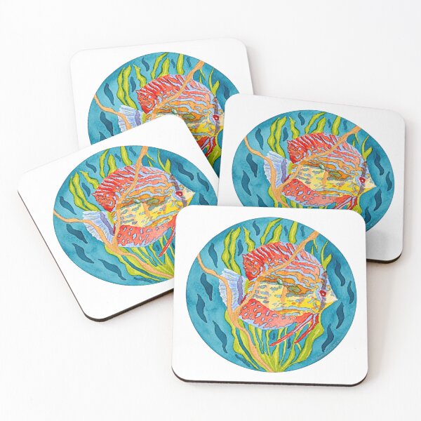 Item preview, Discus Fish - Beneath the Quiet Current – Kintsugi Fish Watercolour designed and sold by newsuept25.art.
