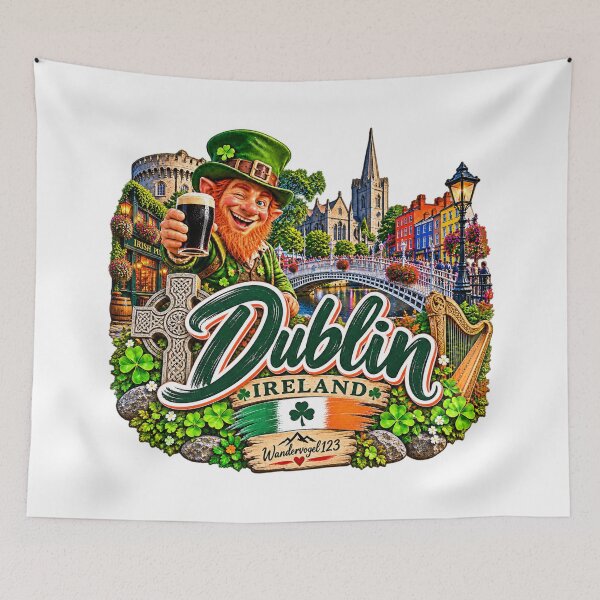 Item preview, Dublin, Ireland – Merry Leprechaun Irish Pub & Celtic Vintage Design designed and sold by Wandervogel123.