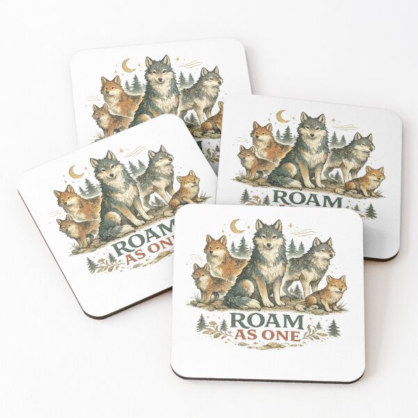Item preview, Roam As One Wolf Pack Fox Family Woodland Wildlife Design designed and sold by inkoutninja.