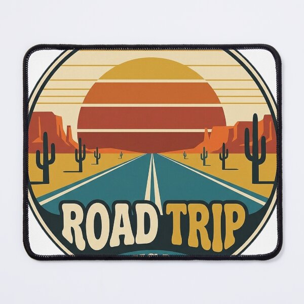 Item preview, Retro Road Trip Desert Highway Sunset Badge Sticker designed and sold by DetourDgn.