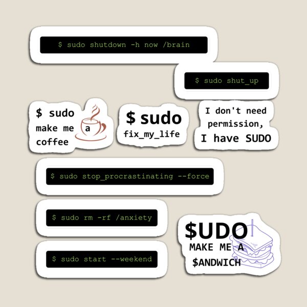 Item preview, SUDO Linux Terminal Funny Sticker Pack designed and sold by EssenceStyle.
