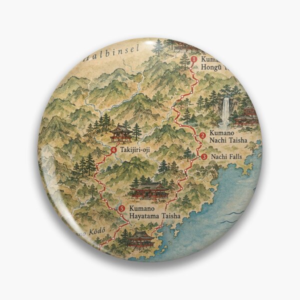Item preview, Kumano Kodo Pilgrimage Route Map Japan Sacred Sites, Vintage Hiking Map designed and sold by Mauswohn.
