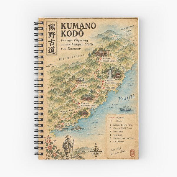 Item preview, Kumano Kodo Pilgrimage Route Map Japan Sacred Sites, Vintage Hiking Map designed and sold by Mauswohn.