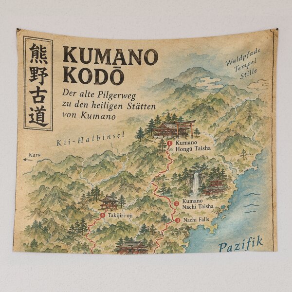 Item preview, Kumano Kodo Pilgrimage Route Map Japan Sacred Sites, Vintage Hiking Map designed and sold by Mauswohn.