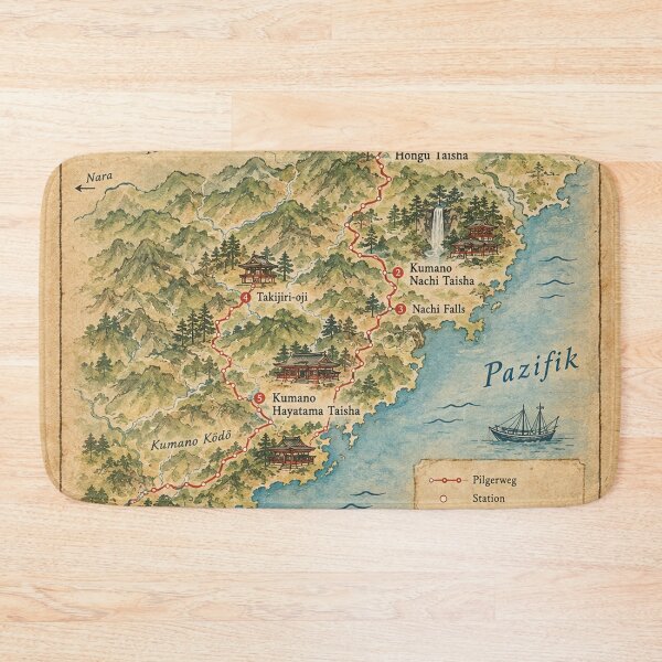 Item preview, Kumano Kodo Pilgrimage Route Map Japan Sacred Sites, Vintage Hiking Map designed and sold by Mauswohn.