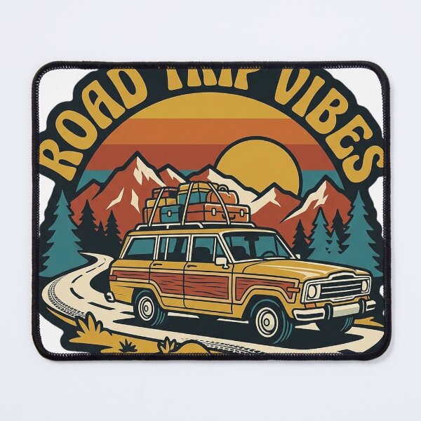 Item preview, Retro Road Trip Vibes Station Wagon Mountains Sticker designed and sold by DetourDgn.