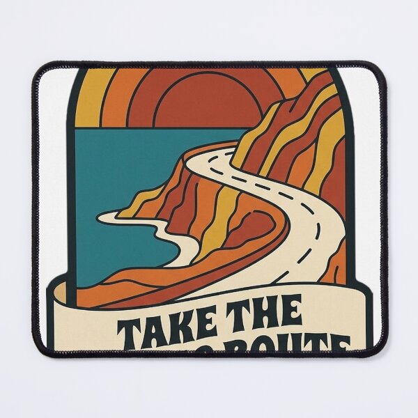 Item preview, Take The Scenic Route Retro Coastal Road Trip Badge Sticker designed and sold by DetourDgn.