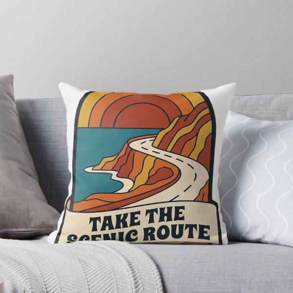 Item preview, Take The Scenic Route Retro Coastal Road Trip Badge Sticker designed and sold by DetourDgn.