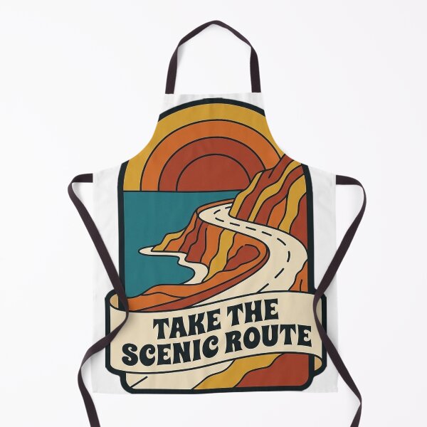 Item preview, Take The Scenic Route Retro Coastal Road Trip Badge Sticker designed and sold by DetourDgn.