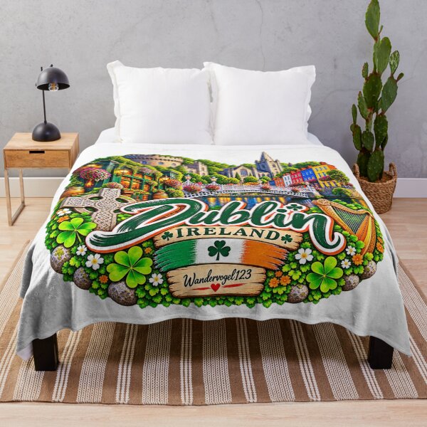Item preview, Dublin, Ireland – Ha’penny Bridge Shamrocks & Celtic Vintage Design designed and sold by Wandervogel123.