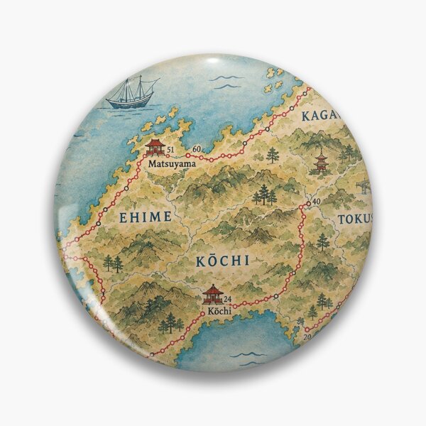 Item preview, Shikoku Pilgrimage Route Map Japan 88 Temples Travel, Vintage Hiking Map designed and sold by Mauswohn.