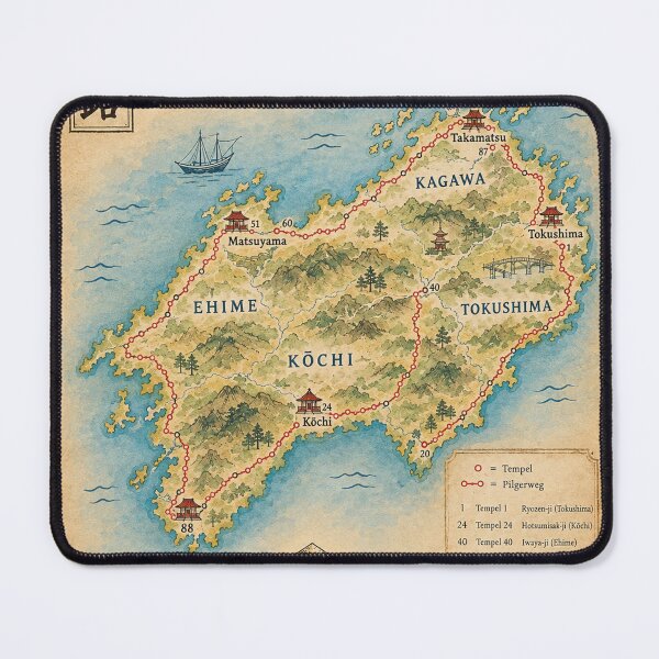 Item preview, Shikoku Pilgrimage Route Map Japan 88 Temples Travel, Vintage Hiking Map designed and sold by Mauswohn.
