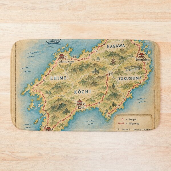 Item preview, Shikoku Pilgrimage Route Map Japan 88 Temples Travel, Vintage Hiking Map designed and sold by Mauswohn.