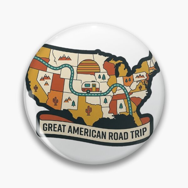 Item preview, Great American Road Trip Retro USA Map Sticker designed and sold by DetourDgn.