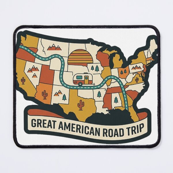 Item preview, Great American Road Trip Retro USA Map Sticker designed and sold by DetourDgn.