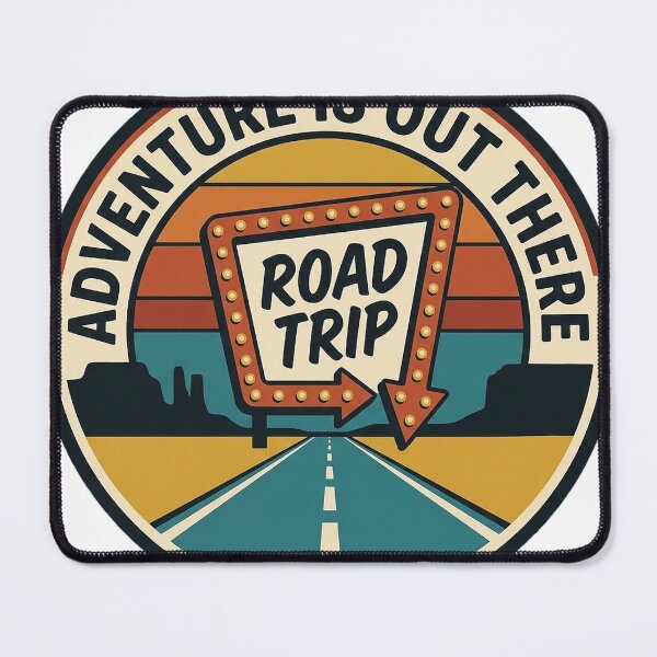Item preview, Adventure Is Out There Retro Road Trip Sign Badge Sticker designed and sold by DetourDgn.