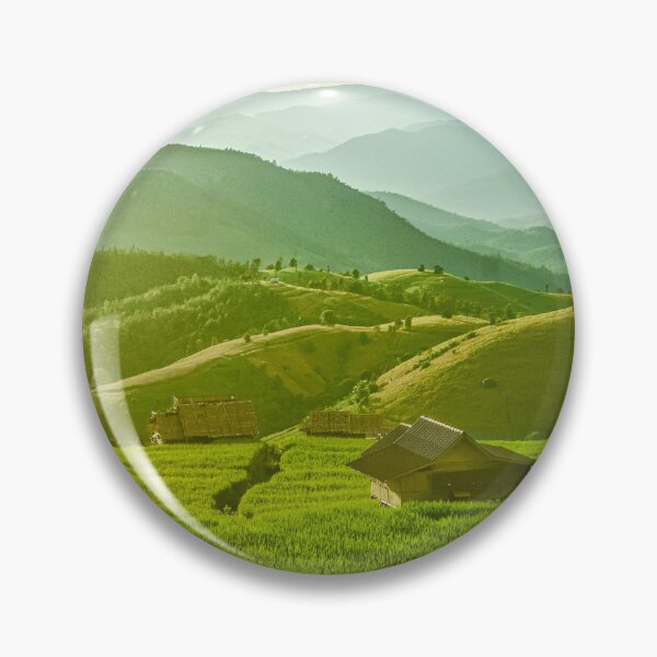 Item preview, Huts in a Sea of Green — Pa Pong Piang Rice Fields and Layered Mountains, Thailand designed and sold by Jomsunshine.