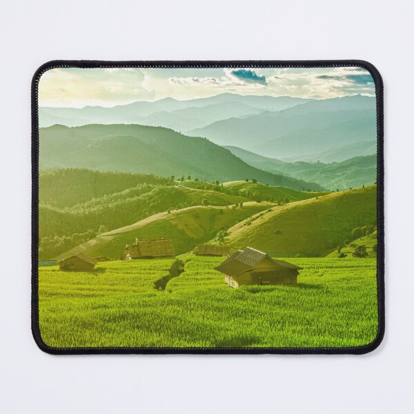 Item preview, Huts in a Sea of Green — Pa Pong Piang Rice Fields and Layered Mountains, Thailand designed and sold by Jomsunshine.