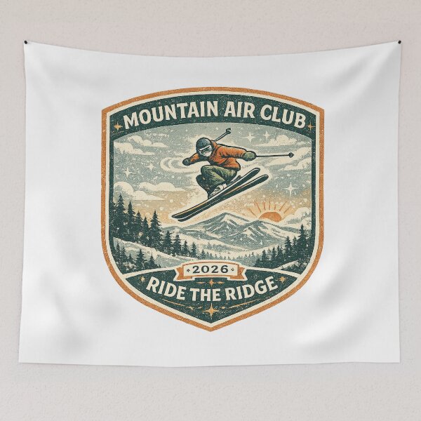 Item preview, Mountain Air Club 2026 Ride the Ridge Vintage Skiing Alpine Design designed and sold by inkoutninja.