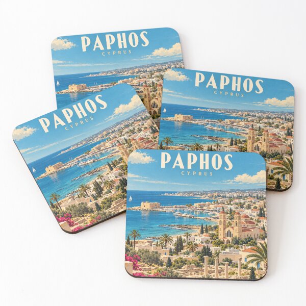 Item preview, Paphos Vintage Cyprus Coastal City Art designed and sold by MichaeIRellov.