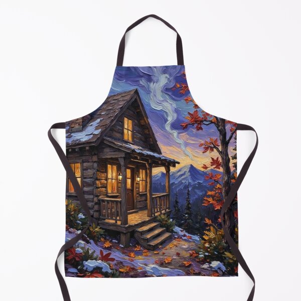 Item preview, Twilight Cabin in the Mountains - Oil Painting designed and sold by nhk999.