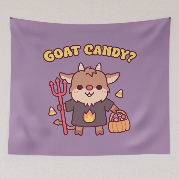 Item preview, Cute Devil Goat Trick Or Treat - Goat Candy Pun designed and sold by rustydoodle.