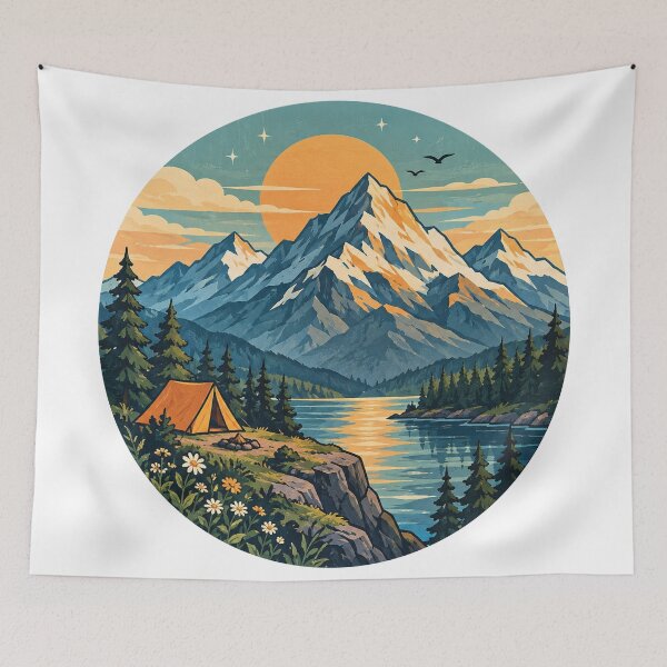 Item preview, Vintage Alpine Mountain Camping Adventure designed and sold by T-ShirtTerrace.