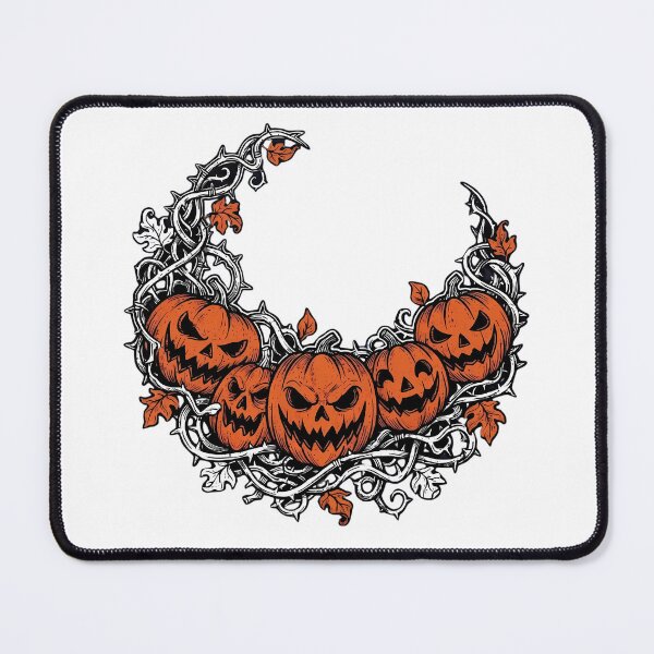 Item preview, Spooky Pumpkin Crescent Moon Thorn Wreath Halloween Art designed and sold by ArtLabCreations.