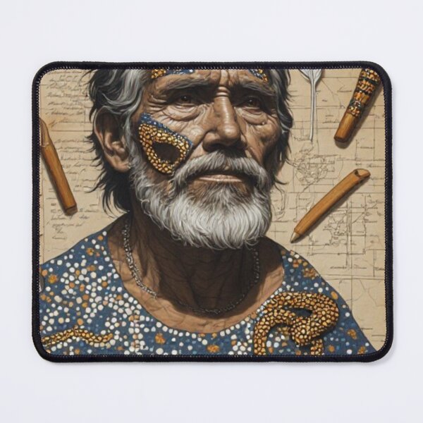 Item preview, Elder Wisdom Aboriginal-Inspired Dot Art Boomerang Portrait designed and sold by halibutgoatramb.