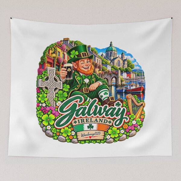 Item preview, Galway Ireland – Fun Leprechaun Shamrocks & Celtic Vintage Design designed and sold by Wandervogel123.