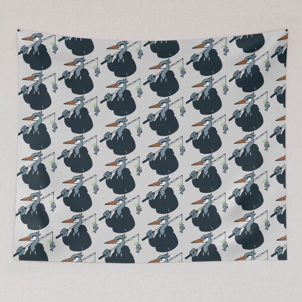 Item preview, Chill Heron in Hoodie Fishing with Lo-Fi Fish designed and sold by rherondesigns.