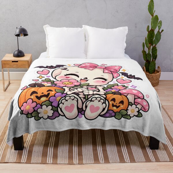Item preview, Sweet Little Skeleton – Cute Kawaii Halloween Flower Sticker designed and sold by RJACreative.