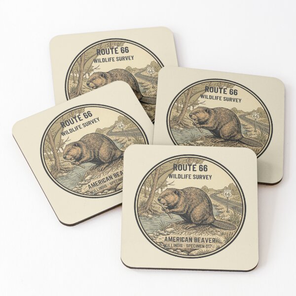 Item preview, American Beaver Route 66 Wildlife Badge Illinois Art designed and sold by CalmCapy Co.
