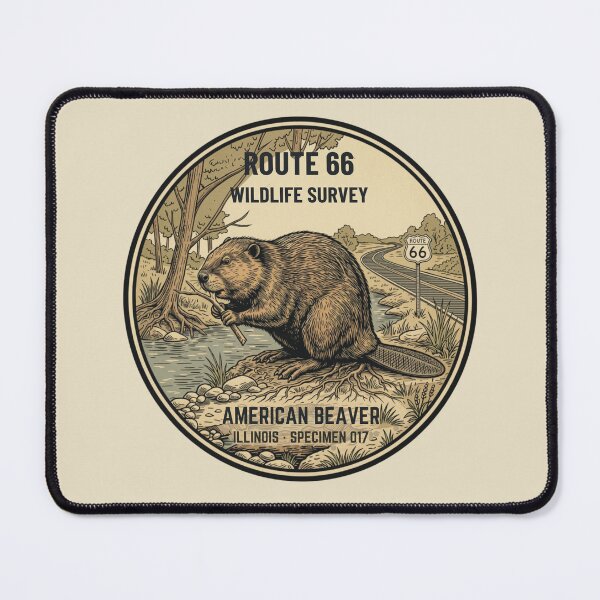 Item preview, American Beaver Route 66 Wildlife Badge Illinois Art designed and sold by CalmCapy Co.