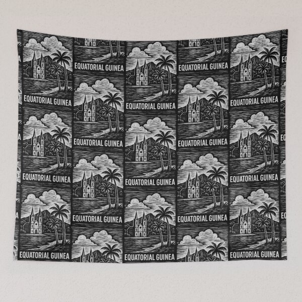 Item preview, Equatorial Guinea Linocut Style  designed and sold by Thistle-TShop.