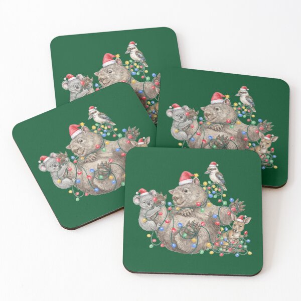 Item preview, Festive Aussie Animal Christmas Crew on Forest Green – Wombat Koala Kookaburra Apparel designed and sold by Wennebabs.
