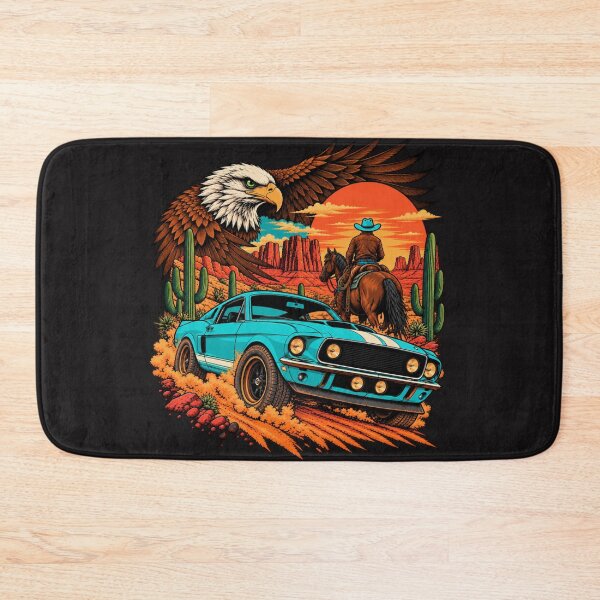 Item preview, Retro Desert Rider – Turquoise Muscle Car, Cowboy & Eagle Vintage Western designed and sold by Aimetoi.