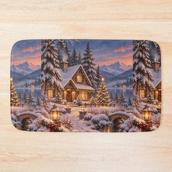 Item preview, Winter wonderland christmas cottage designed and sold by RobertMartinArt.