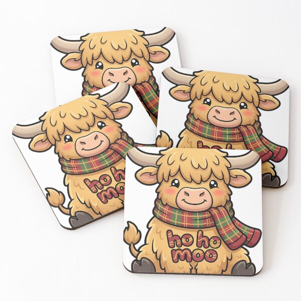 Item preview, Cute Christmas Highland Cow in a Tartan Scarf - Ho Ho Moo designed and sold by pumsquare.