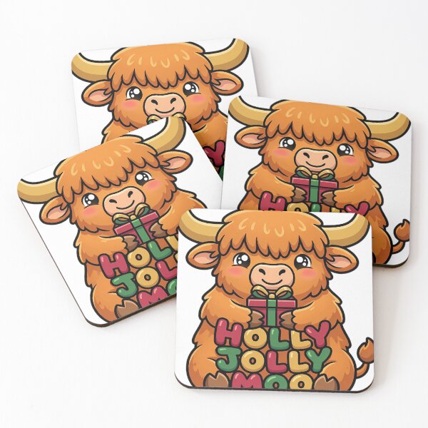 Item preview, Cute Christmas Highland Cow Hugging a Gift Box - Holly Jolly Moo designed and sold by pumsquare.