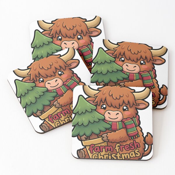 Item preview, Cute Christmas Highland Cow Hugging a Potted Pine Tree - Farm Fresh Christmas designed and sold by pumsquare.