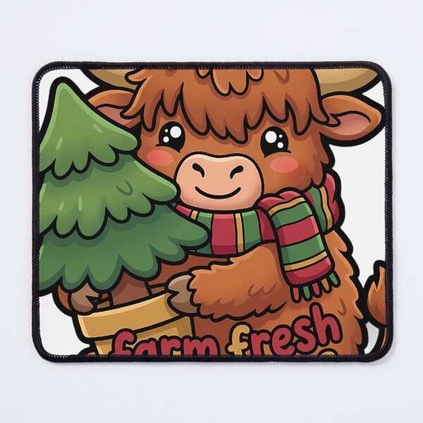 Item preview, Cute Christmas Highland Cow Hugging a Potted Pine Tree - Farm Fresh Christmas designed and sold by pumsquare.