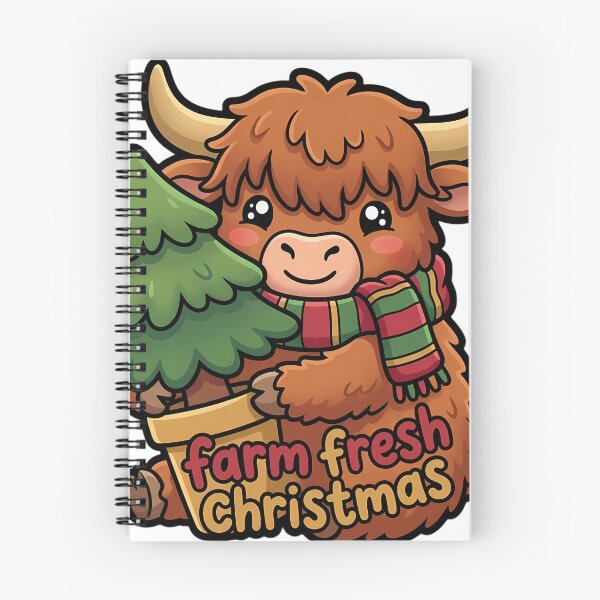 Item preview, Cute Christmas Highland Cow Hugging a Potted Pine Tree - Farm Fresh Christmas designed and sold by pumsquare.