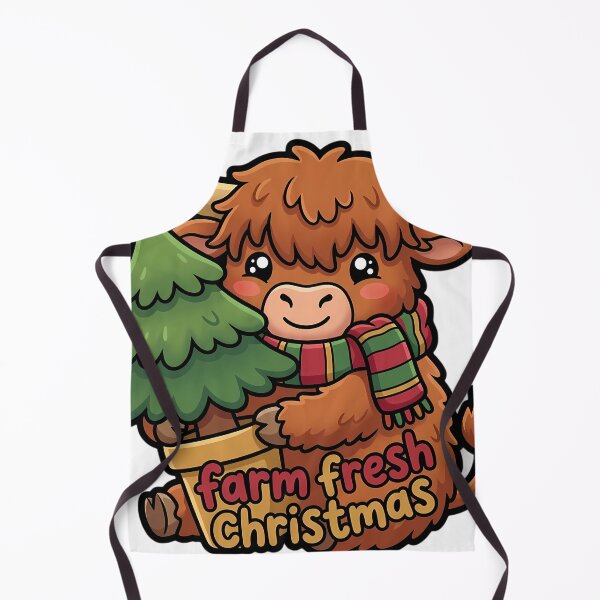 Item preview, Cute Christmas Highland Cow Hugging a Potted Pine Tree - Farm Fresh Christmas designed and sold by pumsquare.