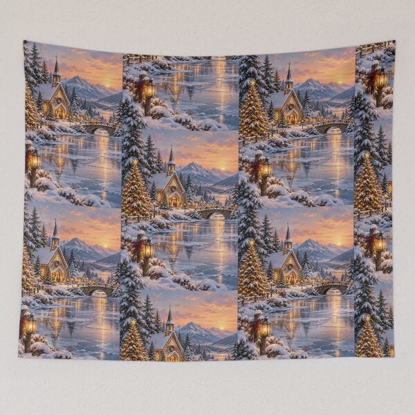 Item preview, Winter wonderland Christmas cottage designed and sold by RobertMartinArt.