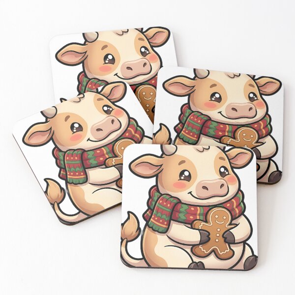 Item preview, Cute Christmas Jersey Cow Holding a Gingerbread Cookie designed and sold by pumsquare.
