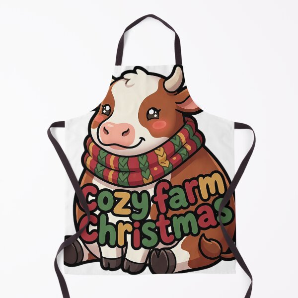 Item preview, Adorable vaca Hereford navideña con un gorro de punto - Acogedora Navidad en la granja designed and sold by pumsquare.