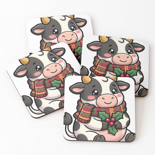 Item preview, Cute Christmas Holstein Cow Holding a Holly Sprig designed and sold by pumsquare.