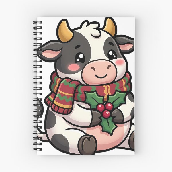 Item preview, Cute Christmas Holstein Cow Holding a Holly Sprig designed and sold by pumsquare.